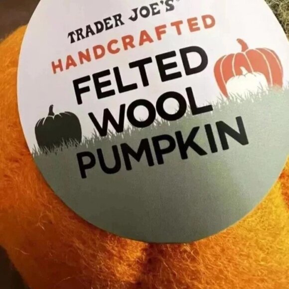 NWT Trader Joe’s Handcrafted Felted Wool Orange Pumpkin NEW Fall 2025 - Picture 3 of 5